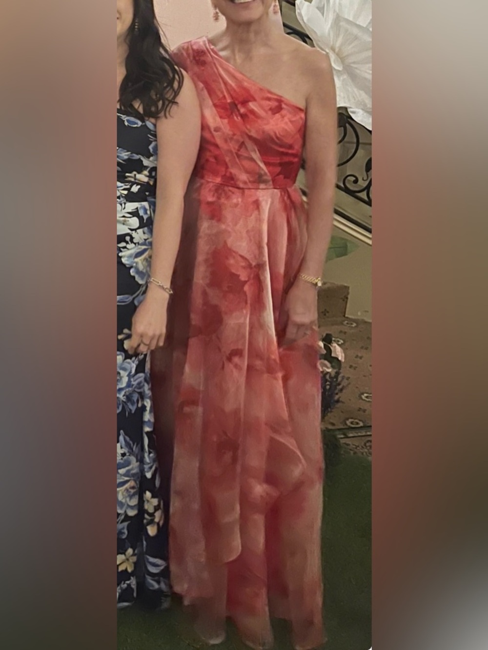 One-Shoulder Eliza J Poppy Floral Evening Gown Size 6